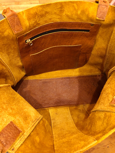 Cognac, boho chic braided leather bag