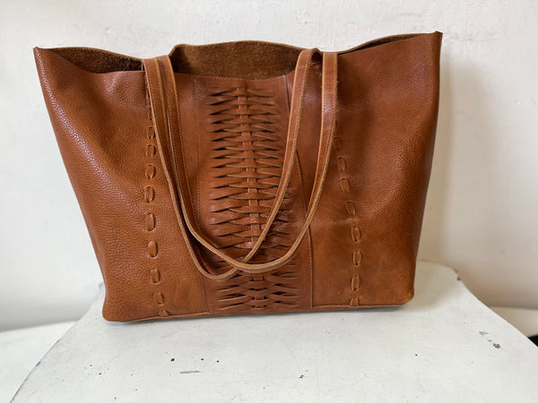 Boho leather bag -cognac