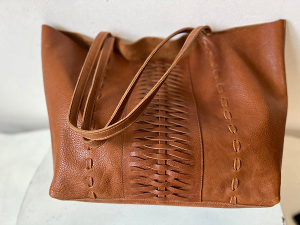 Boho leather bag -cognac