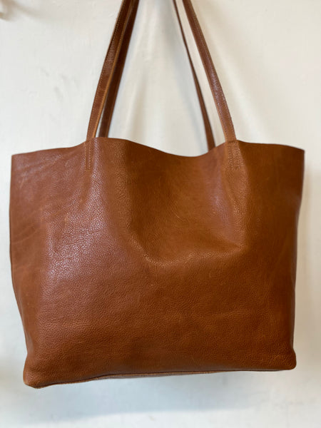 Boho leather bag -cognac