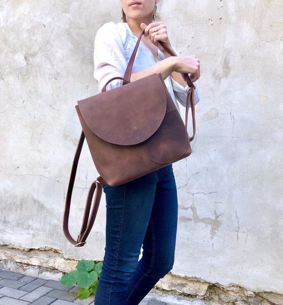 Small brown backpack, travel bag