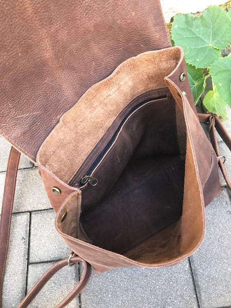 Small brown backpack, travel bag