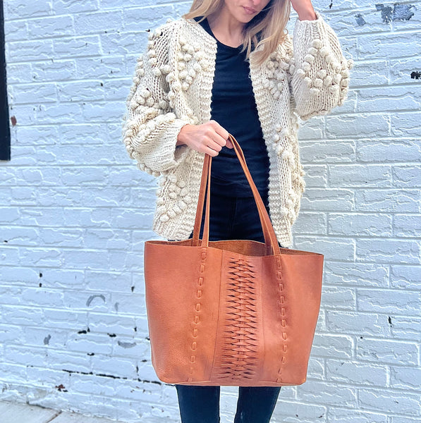 Boho leather bag -cognac