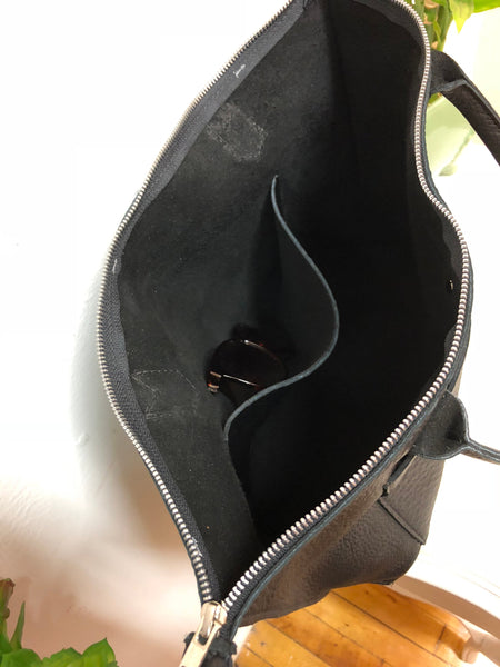 Leather tote bag with zipper, Everyday leather tote