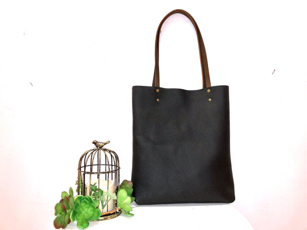 Tall Leather tote bag  Travel leather bag Leather Shopper bag