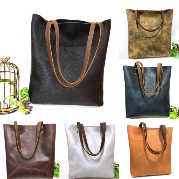 Tall Leather tote bag  Travel leather bag Leather Shopper bag