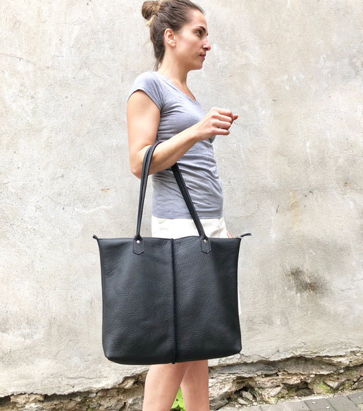 Leather tote, Handmade computer bag