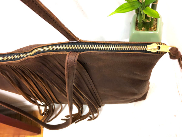 Leather tote with fringe, Sturdy Shopper, Travel bag