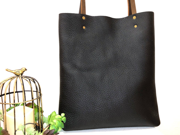 Tall Leather tote bag  Travel leather bag Leather Shopper bag