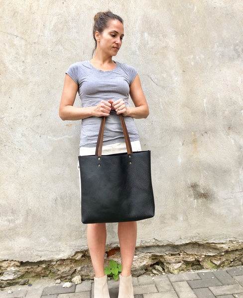 Leather tote bag, Everyday Leather tote