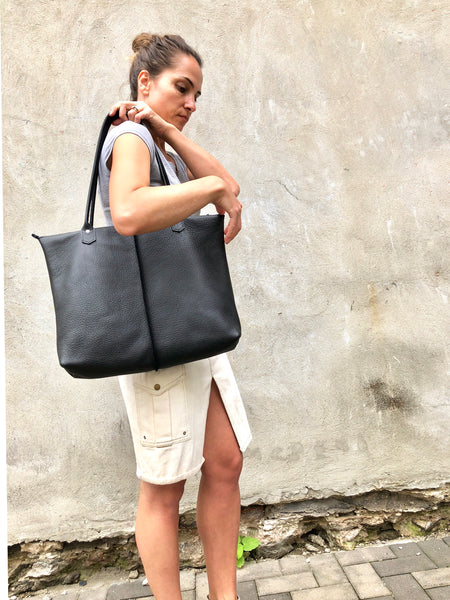 Leather tote, Handmade computer bag