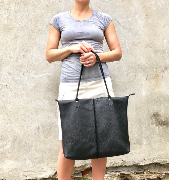 Leather tote, Handmade computer bag