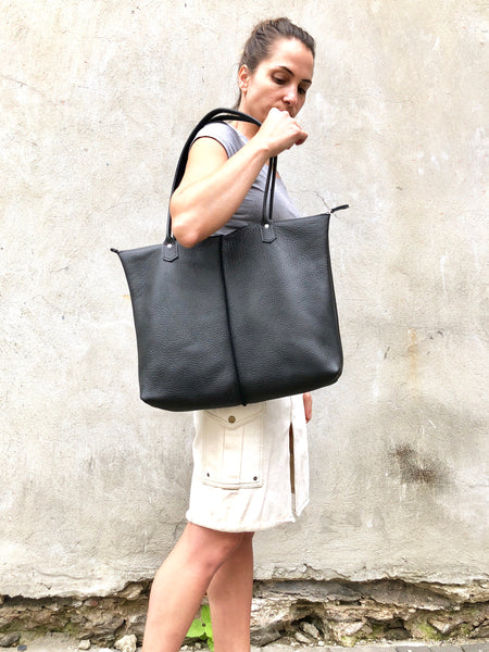 Leather tote, Handmade computer bag