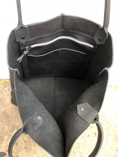 Large Black Leather Tote, Work and travel leather bag, Crossbody bag