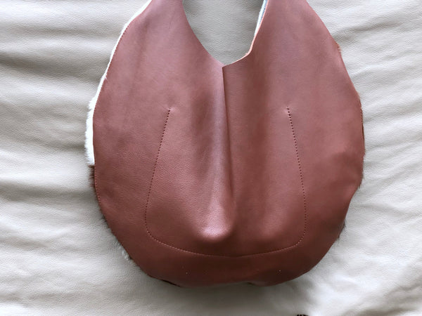 Cowhide leather round hobo bag, Unique cow hair leather bag