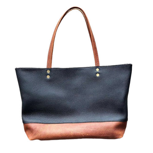 Large black and brown leather bag, Oversized work and travel computer bag