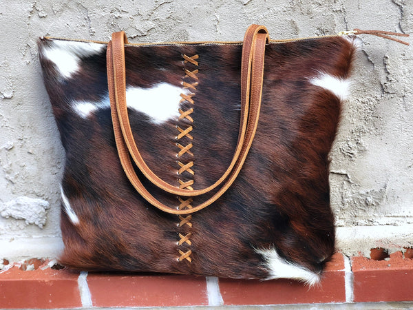 Hair on Leather Bag / Cow hide tote