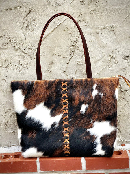 Hair on Leather Bag / Cow hide tote