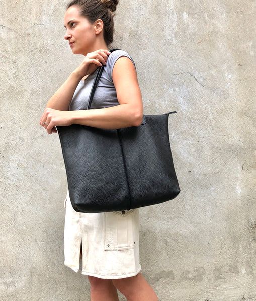 Leather tote, Handmade computer bag