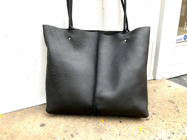 Large Black Leather Tote, Work and travel leather bag, Crossbody bag